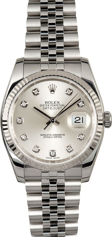 rolex datejust silver diamond dial jubilee
